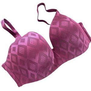 Victoria's Secret Ipex Bra Women's 36DD Plunge Lined No Wire Padded Maroon